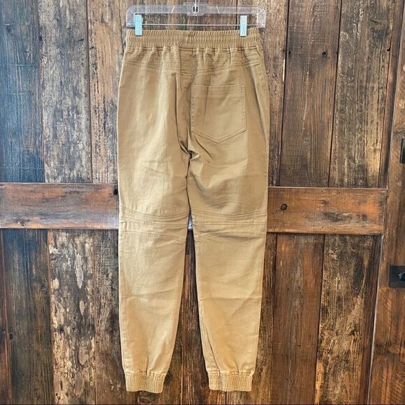 NX3 S Khaki HipHop Dance Baggy Waist Tie Padded Knee Stretch Cuffed Pants - Picture 4 of 9